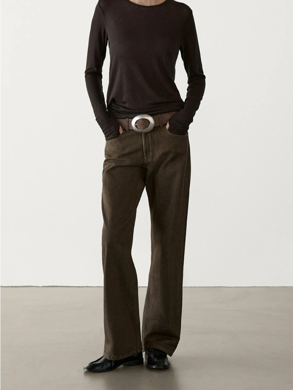 Massimo Dutti Brown Straight Leg Jeans